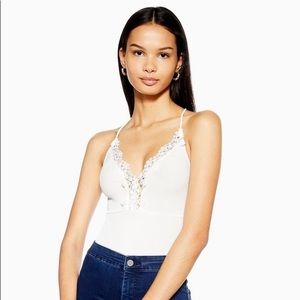 TOPSHOP Ribbed Lace Bodysuit